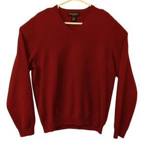 Brooks Brothers merino wool blend sweater vest mens M Medium red v-neck